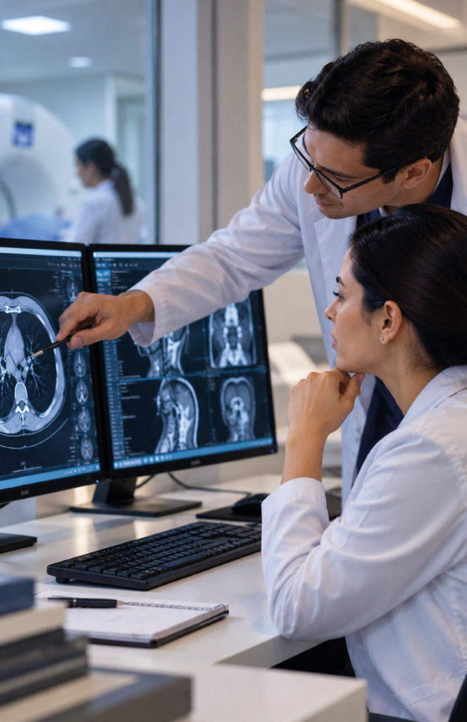 Profesional de Radiology Network en un servicio de diagnóstico por imágenes
